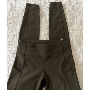 Lululemon Olive Army Green Ankle Length Leggings with Pockets Size 4